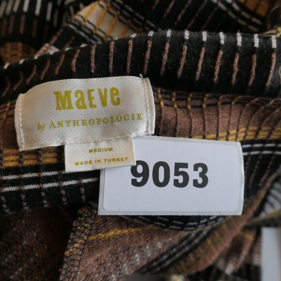 Maeve Anthropologie Dress Womens Medium Brown Striped Maxi Long Sleeve Boho - Picture 13 of 13